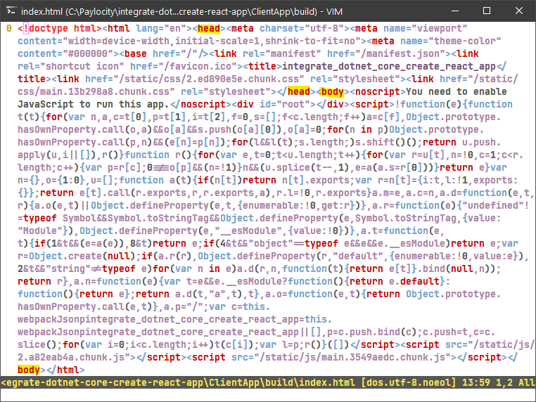 built index.html looks like
