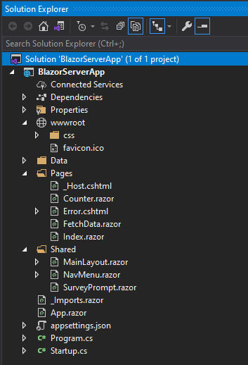 Blazor-Server-App-in-Solution-Explorer